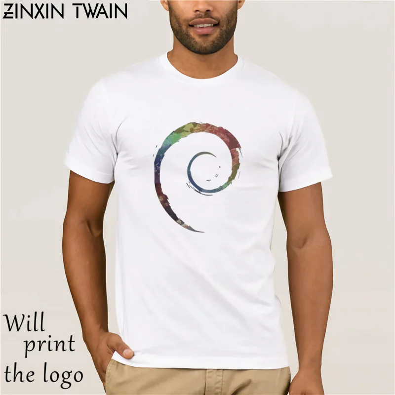 Красочные футболки Debian мужские хлопковые Винтажные Футболки с вырезом лодочкой