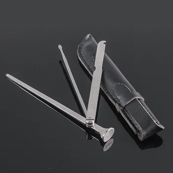 

Stainless steel 3 in 1 Smoking Pipe Tool -Tobacco Reamer Tamper Pokers Smoking Accessories Storage Portable With leather cover