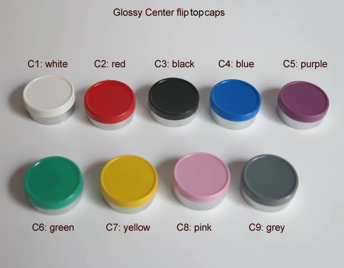 Glossy center flip off caps