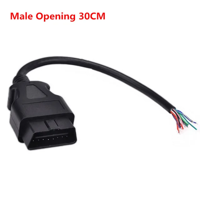 OBD2 16Pin Male Plug Connector For ELM327 Extension Adapter OBD Cable OBDII EOBD ODB2 16 Pin 2 Adaptor Opening Female | Автомобили и