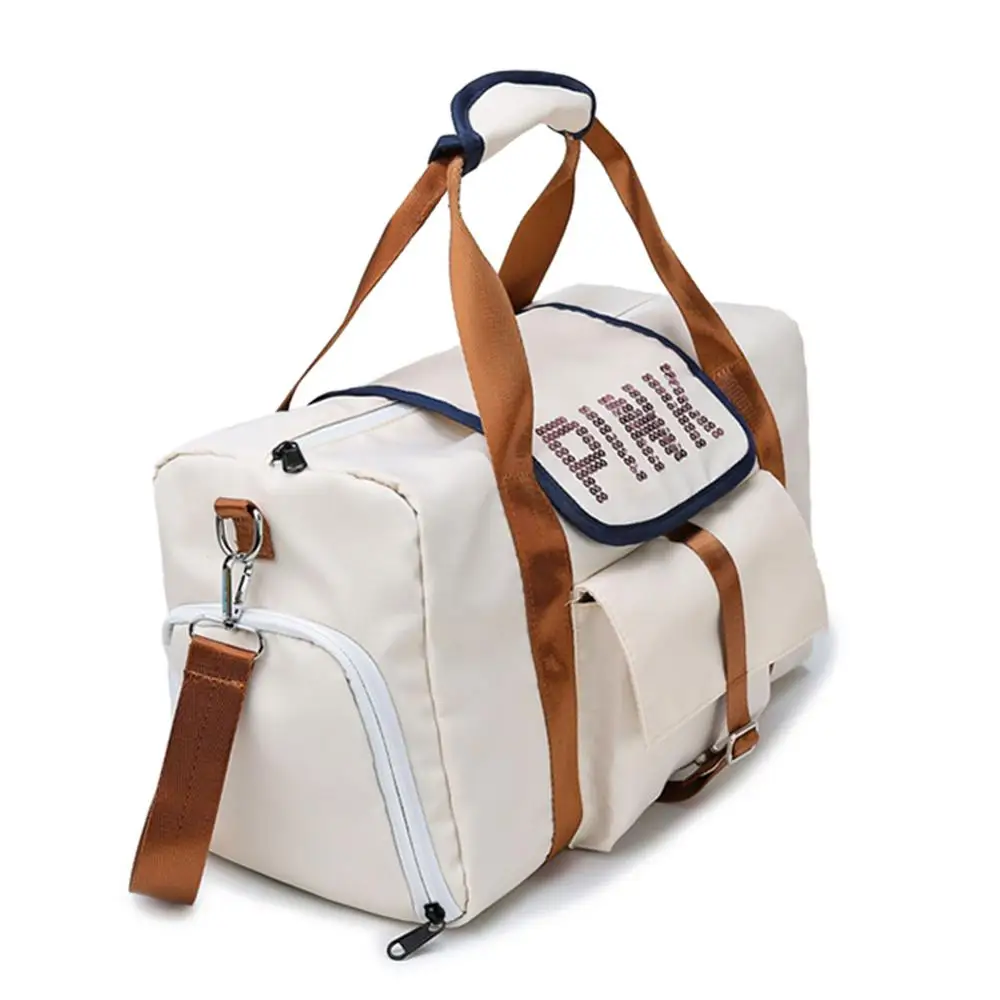 Разделительная дорожная сумка для женщин и мужчин, обувь для фитнеса, сумка для хранения вещей, сумки из ткани Оксфорд, багаж с блестками и буквенным принтом, выходные сумки