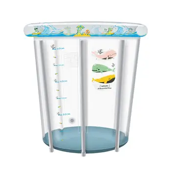 

1 Set of Swimming Bucket Inflatable Household PVC Round Cartoon Bathtub for Infant Newborn