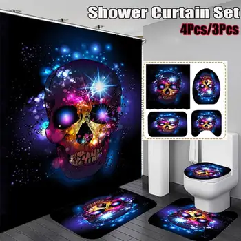 

Toilet Seat Cover Polyester Hallloween Skull Party Favor 3pcs/Set 4pcs/Set New Bathroom Carpets Home Decor Rug Bathroom Mat Set