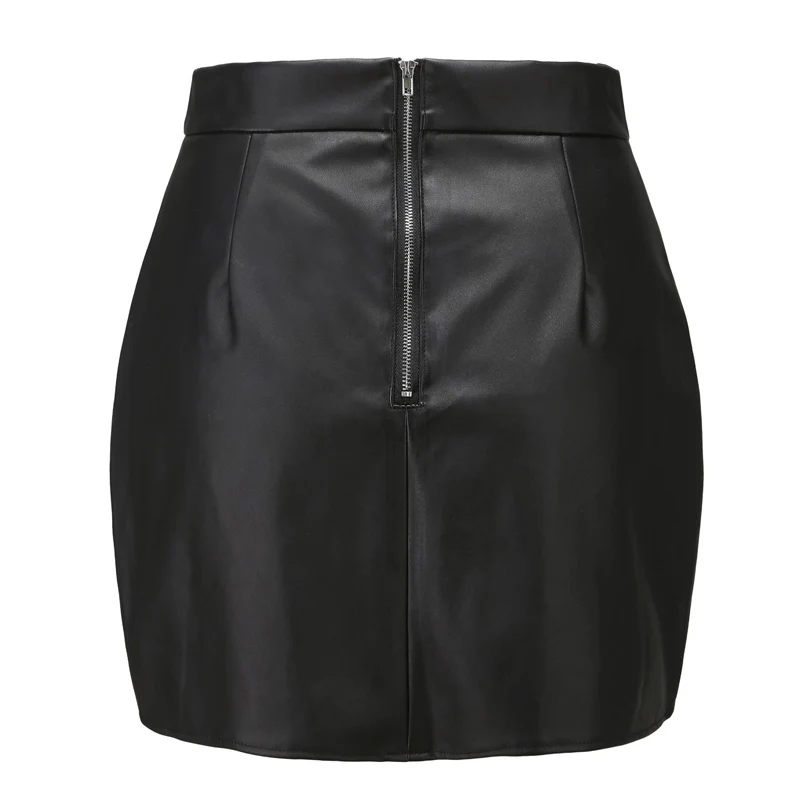 Viifaa, черные облегающие мини-юбки из искусственной кожи с высокой талией, женские летние весенние сексуальные вечерние юбки с разрезом размера плюс