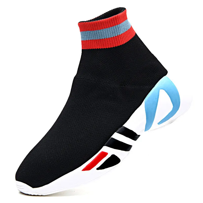 MWY High Top Casual Sock Shoes Woman Flying Woven Vulcanized Sneakers Schoenen Vrouw Soft Outdoor Walking Trainers Shoes