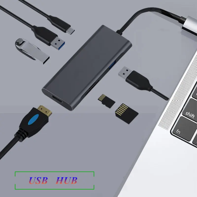 

USB Hub Multi USB 3.0 Hub Splitter High Speed Ports HDMI TF SD Card Reader Type-c PD fast charging For PC Computer Accessories