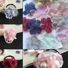 Organza 꽃 더블 스노우 원사 인공 꽃 5 개/몫 홈 웨딩 장식 diy 재료 수제 화환 가짜 꽃(China)