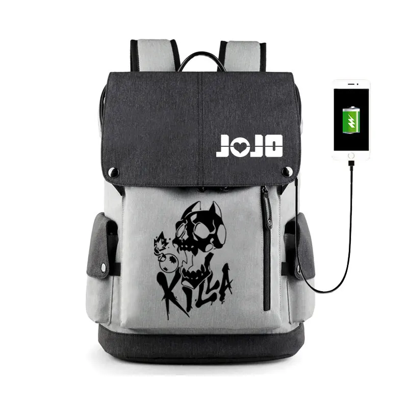Аниме JOJO причудливый Adventrue рюкзак сумки shudent школьный нейлон путешествия USB сумка для ноутбука - Цвет: 20