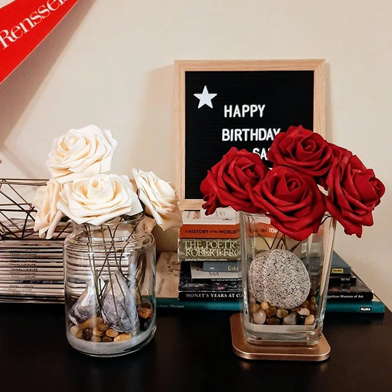 25 Heads 8CM New Colorful Artificial PE Foam Rose Flowers Bride Bouquet Home Wedding Decor Scrapbooking DIY Supplies