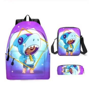 

Stars Leon Game 3DPrint Teenager Boys Girls Backpack 3PCS/SET School Bags Kids Backpacks for Boys Children Mochila Escola