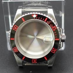 Men's 40mm Luxury Watch with Ceramic Bezel and Sapphire Glass for Miyota 8215 (Red and black 1)