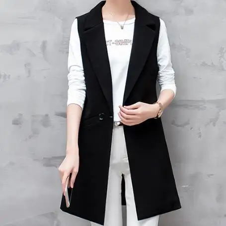 Chaqueta de traje sin mangas para mujer, Blazer largo, chaleco de talla  grande, AE609, primavera y otoño|Chalecos y chalecos| - AliExpress