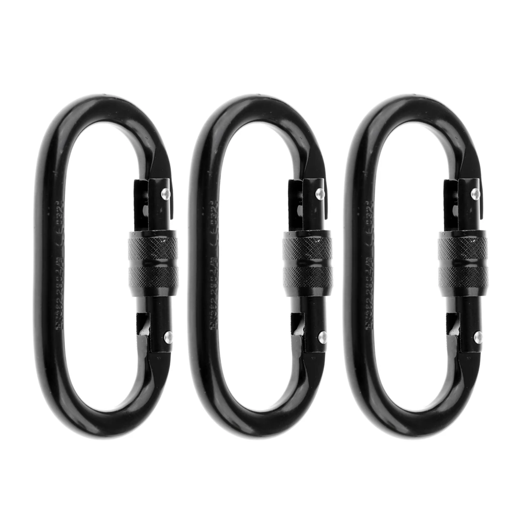 

3 Pieces 25KN Screwgate Locking Carabiner Outdoor Rock Climbing Tree Arborist Caving Rescue Dog Clip Hammock Hook Climbing Acces