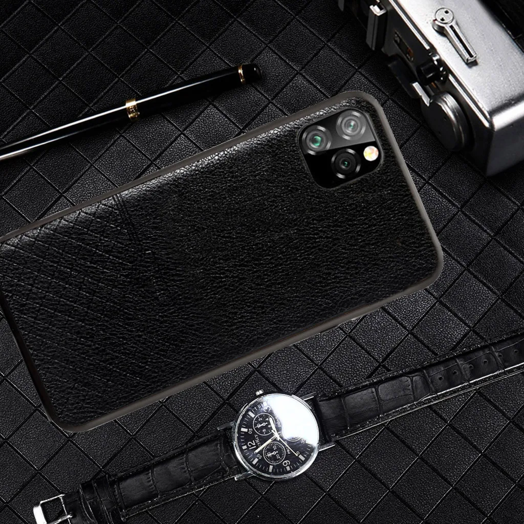 Slim Leather Vintage Shock-proof Case Cover for iPhone 11 Pro Max 6.5 Inch Luxury Hard Matte Cover Business Style Phone Cases