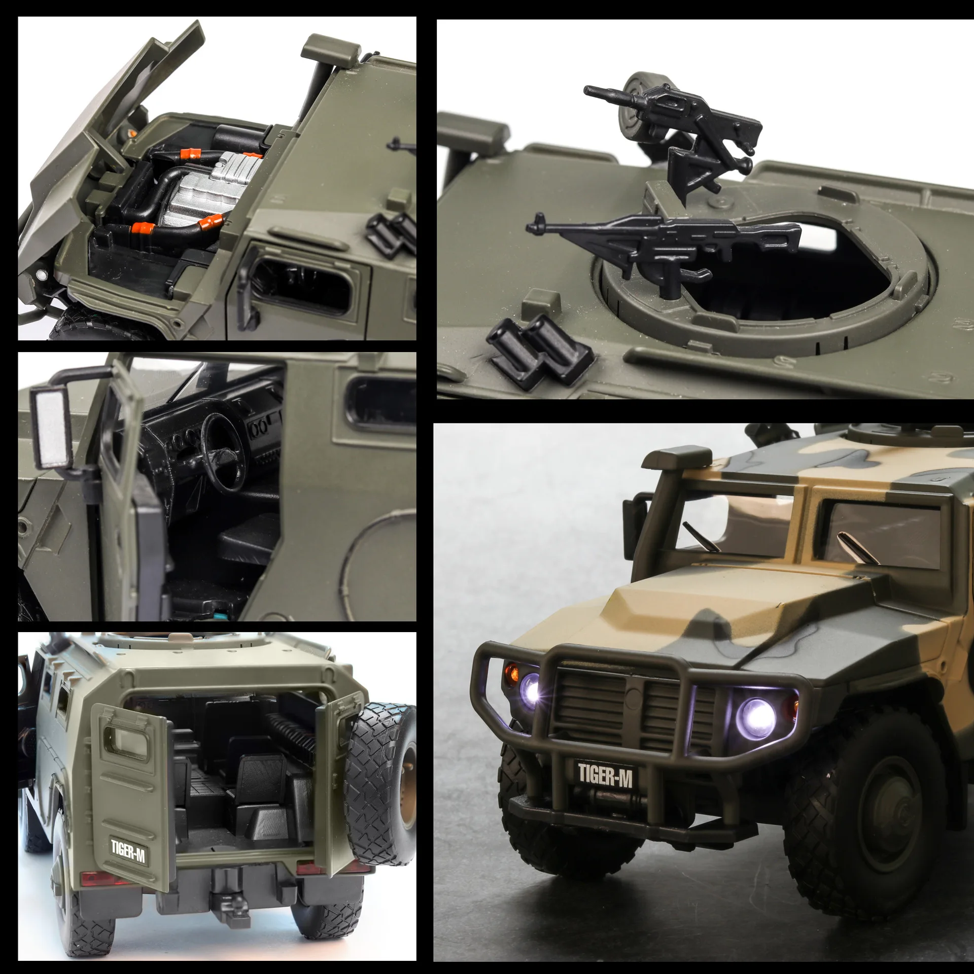 1:32 high simulation SWAT Russian military tiger-type explosion-proof armored vehicle with sound and light door alloy toy model