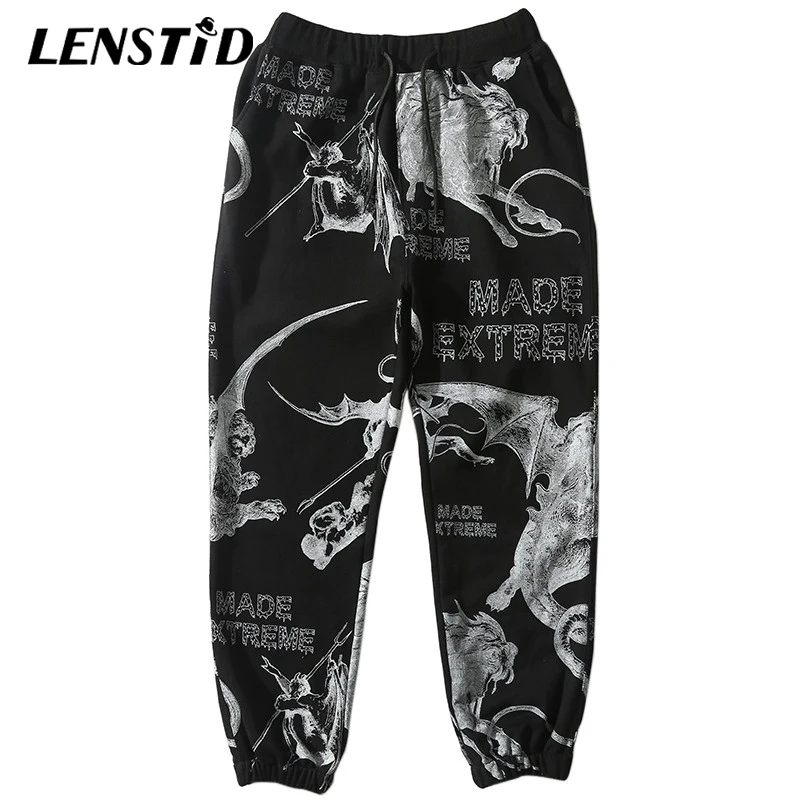 

LENSTID Hip Hop Joggers Streetwear Ancient Devil Animals Men Harajuku Sweatpants 2019 Autumn Track Trousers Cotton Harem Pants