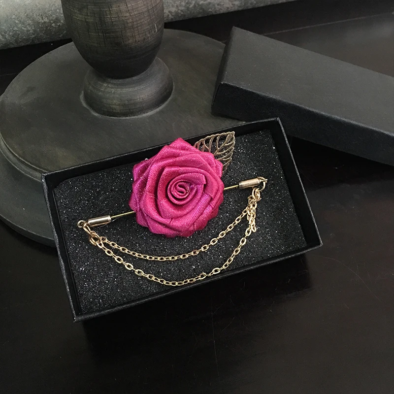 Flower Brooches Для мужчин Для женщин Ленточки нагрудные галстук-бабочка на булавке брошь на свадьбу, костюм вечерние пальто куртка сплав розы Цепи Броши со стразами для корсажа - Цвет: Flower Brooches