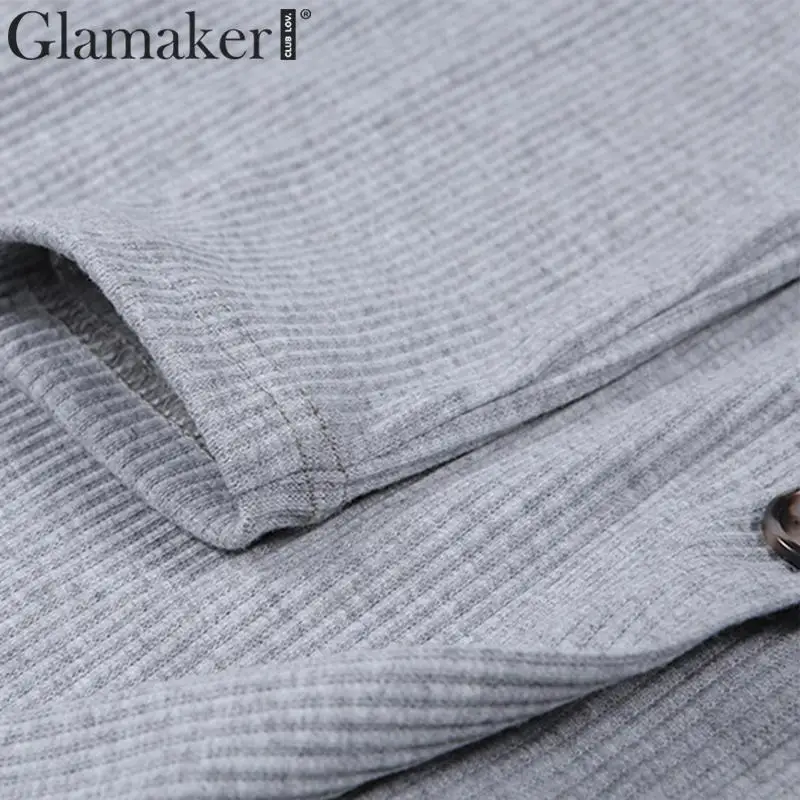 Glamaker вязаный костюм из двух частей сексуальное платье зимнее женское с v-образным вырезом элегантное платье миди осенние вечерние Клубные платья с длинным рукавом облегающее платье