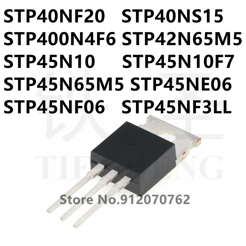 10 шт./лот STP40NF20 STP40NS15 STP400N4F6 STP42N65M5 STP45N10 STP45N10F7 STP45N65M5 STP45NE06 STP45NF06 STP45NF3LL TO-220 |