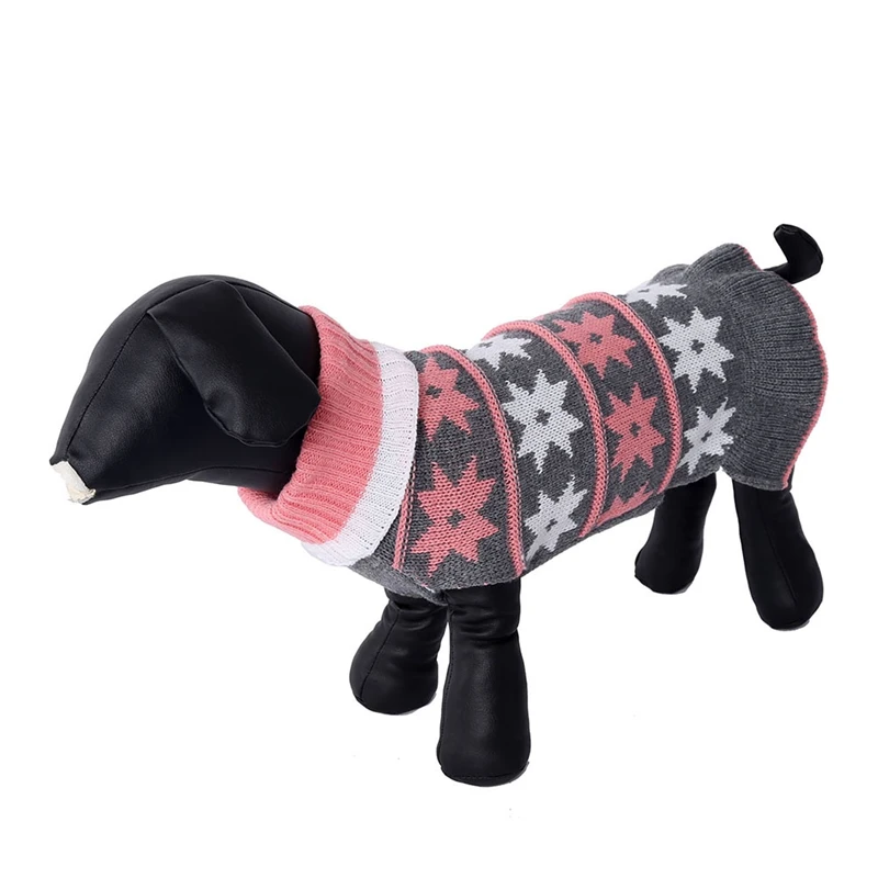 Зимние вязаные вещи для собак, свитер, зимний теплый простой узор, маленькое повседневное платье, утолщенные акриловые волокна, куртки для