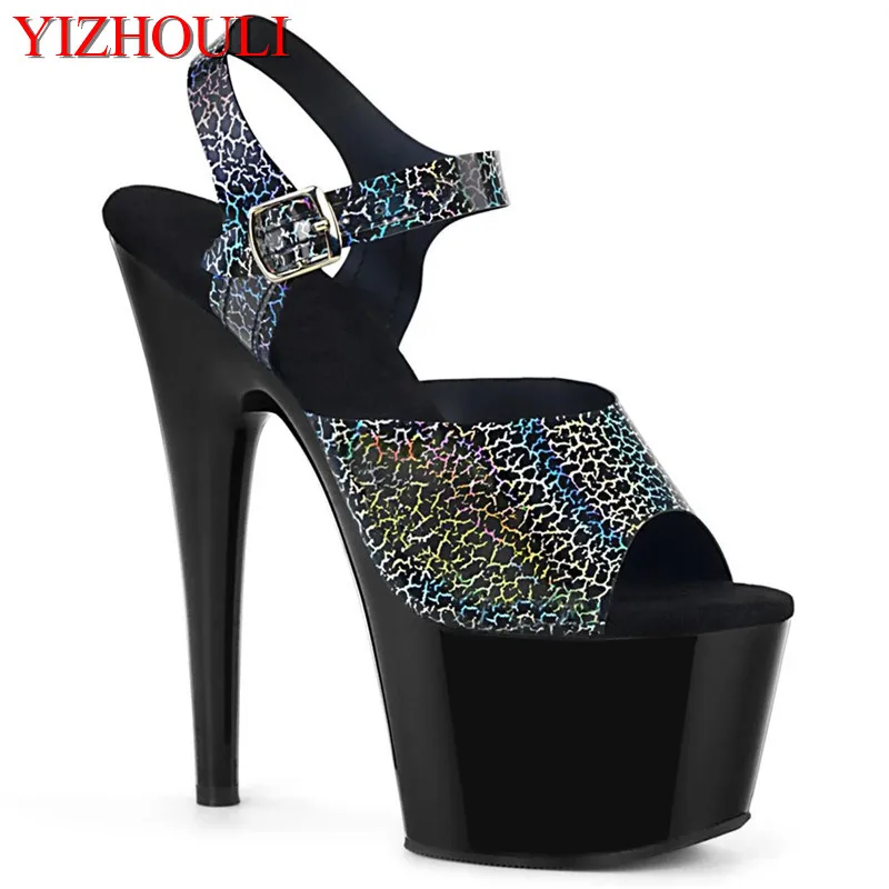 Cracked pattern vamp 15 cm high heels, 6 inch stiletto heels, club pole dancing practice performance, dancing shoes