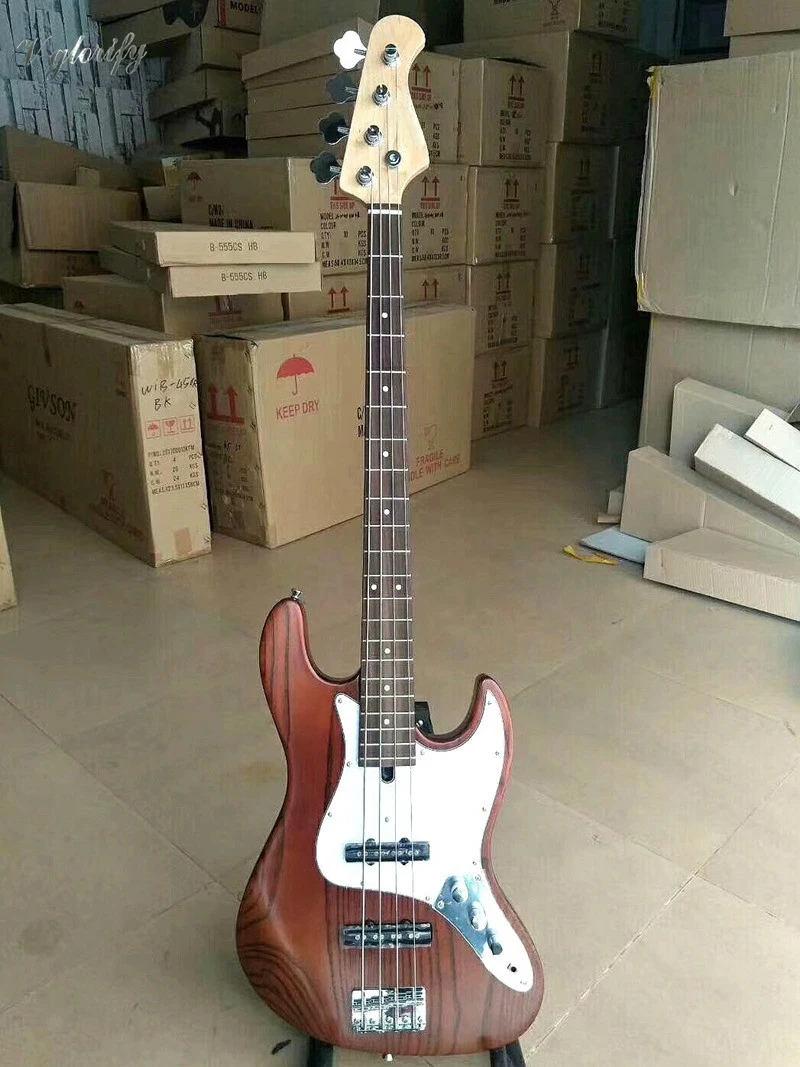 solid ashwood body 4 string electric bass guitar good quality 21 fret 43 inch matte bass