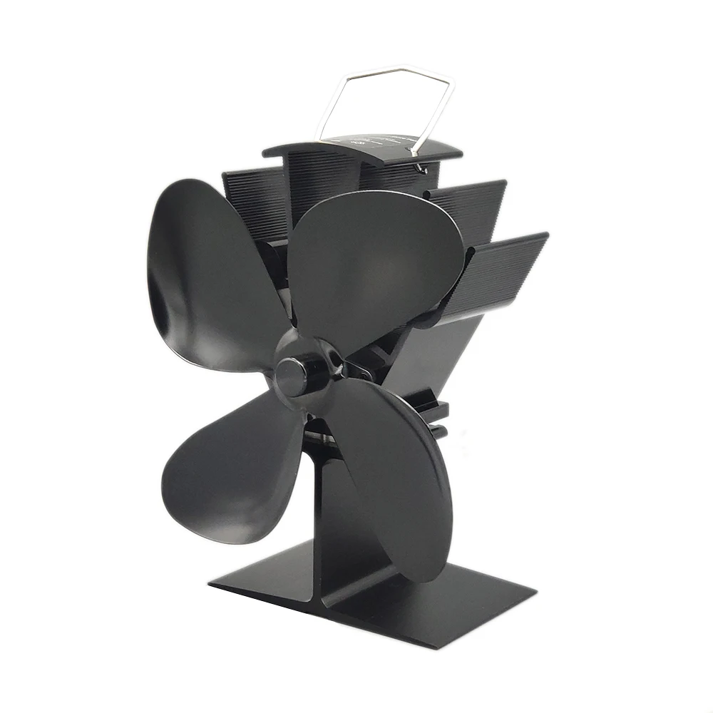 Black Stove Fan 4 Blade Fireplace Fan Heat Powered Wood Eco Burner Fan Friendly Quiet Home Efficient Heat Distribution - Цвет: EQ4-BK(4BL)