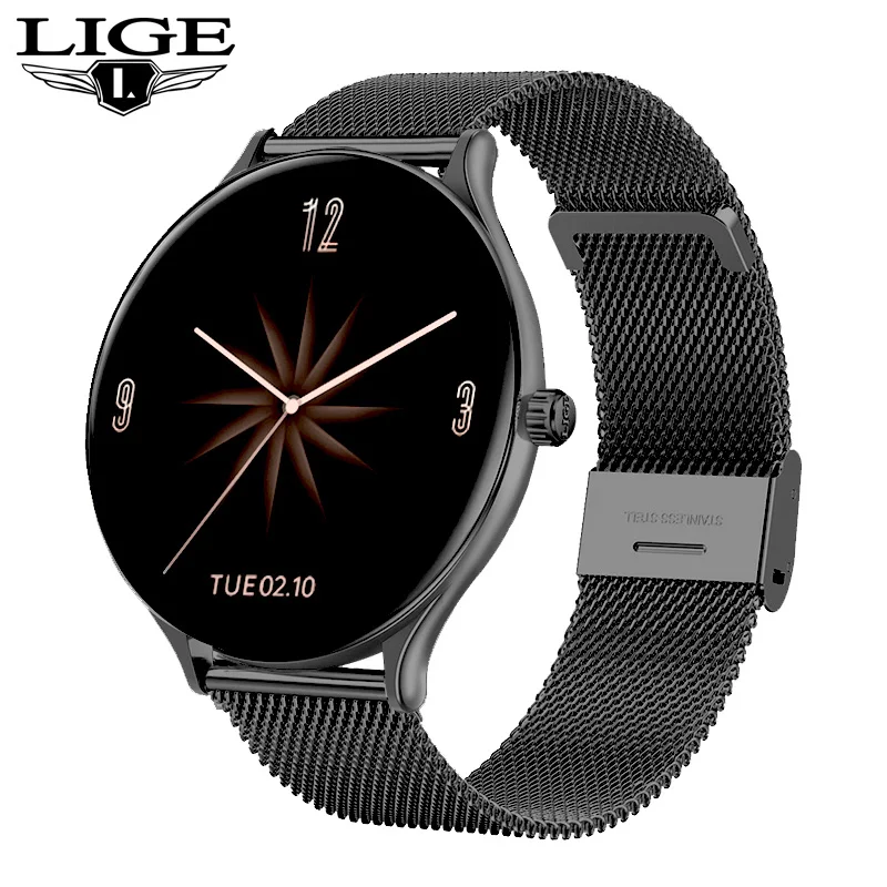 2021 New Full circle touch screen Women smart watch Luxury steel Watch Band Fashion smartwatch Sport Activity tracker For Xiaomi 