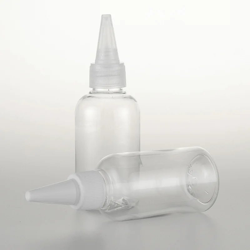 

50pcs 75ml Mini Clear Round Empty Plastic Bottles Container with Pointed Mouth Top Liquid Soap Bottle with Screw Cap wholesale