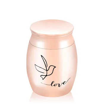 

Love Bird Pattern Cremation Urn Keepsake Urns for Human Pet Ashes Metal Hand Painted Burial and Funeral Urn Memorial Ashes