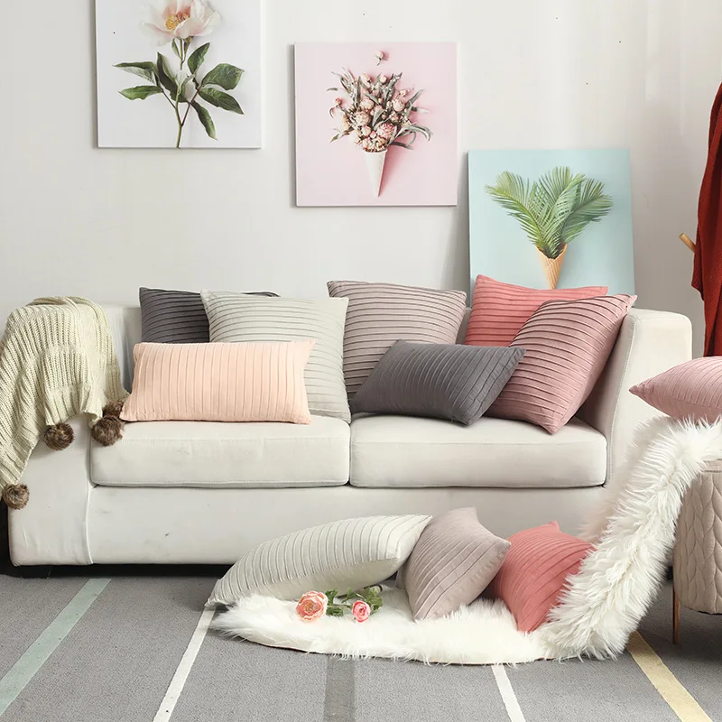 

Modern Simple Nordic Velvet Pillow Cover Vertical Terms Cushion Cover For Sofa Decoration Cushion Cover Slipcover Slip cover