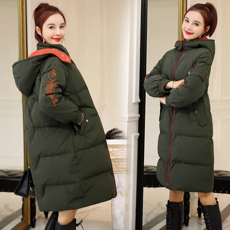 

Cotton Coat Women's 2018 Winter New Style Korean-style Loose-Fit Bread Thick Students Middle Long Coat Cotton-padded Clothes off