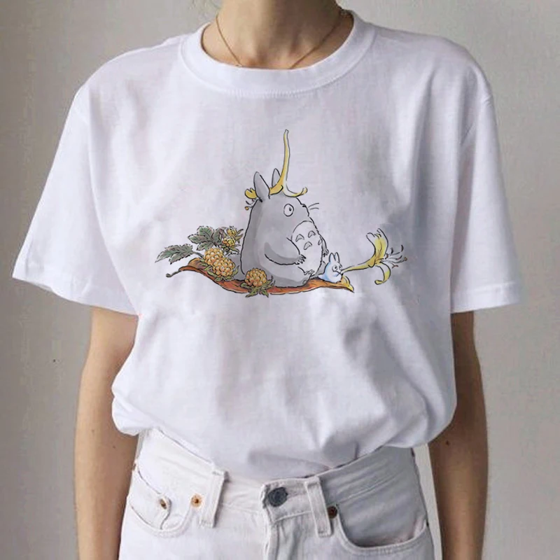 Totoro Studio Ghibli Kawaii Harajuku футболки для женщин Miyazaki Hayao забавная футболка с героями мультфильмов Мода 90s милая футболка Футболки женские - Цвет: 9145