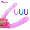 Double Dildo Jelly realistic U shape dildo Soft Vaginal Penis sex toys for Women Double Ended Dong Dildo Adult sex products 1