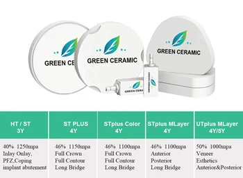 

Green HT plus zirconia OD98mm*12/14/16/18/20/22/25mm dental zirconia blocks