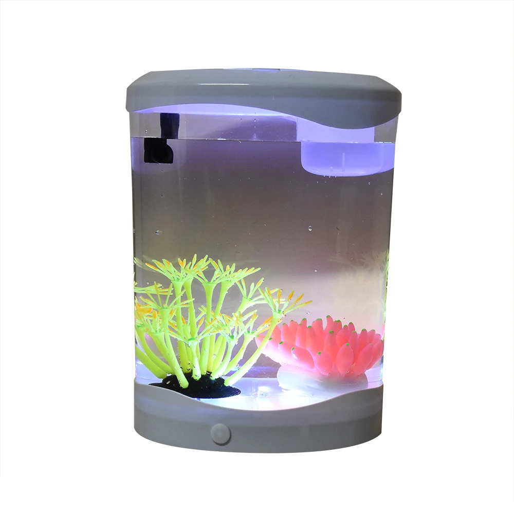 USB Миниатюрные для аквариума настольные Медузы аквариум с светодиодный свет изменение цвета ночник маленький аквариум аксессуары для аквариума D20