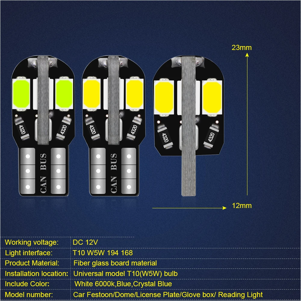 10 шт. T10 W5W T16 номерной знак светильник Canbus Нет Ошибка светодиодный лампы для peugeot 206 207 306 307 406 407 308 3008 508 5008