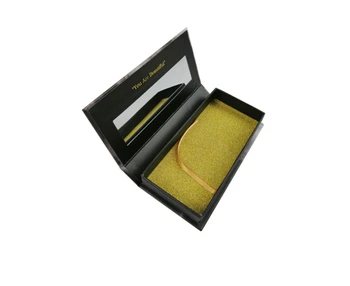 

UV Resistant Luxury Eyelash Box Material and Custom Packaging Glitter Gold Paper Eyelash Box ---PX2061