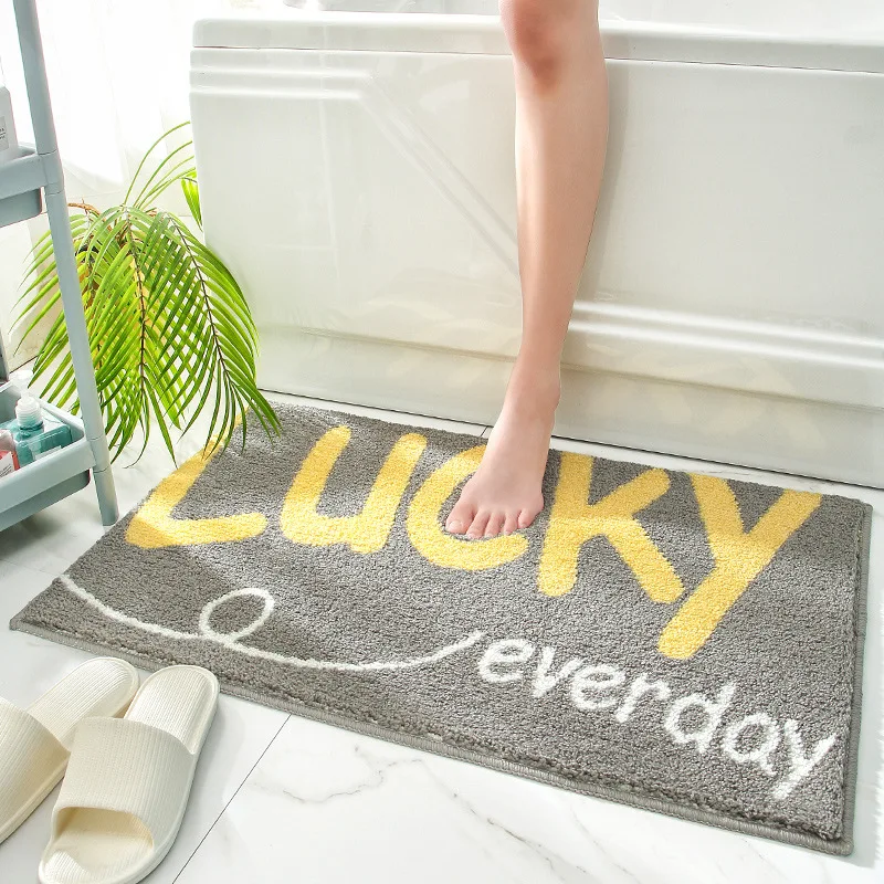 

Lucky Printing Floor Carpet Washable Absorbent Bathroom Mat Quality Non-Slip Hallway Bath Rug Door Mat For Living Room Decor