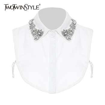 

TWOTWINSTYLE Elegant Patchwork Diamond Women Accessories Collar Lace Up Hit Color Female Accessorie Fashion 2020 Spring Clothing