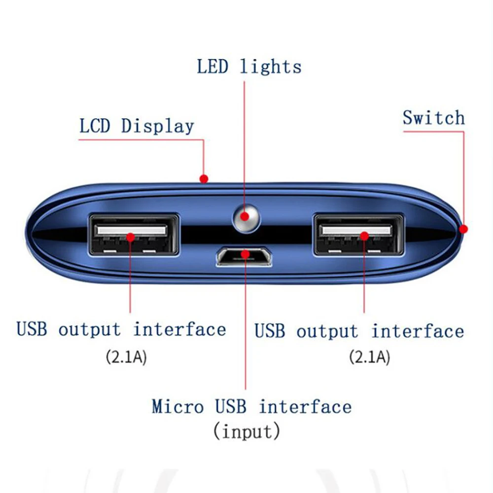 30000 мАч Внешний аккумулятор 5 цветов 2 USB lcd Портативный мобильный телефон мощность