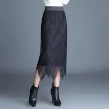 Женский вязаный свитер Юбки миди в полоску кружевные юбки карандаш прямые с высокой талией трикотажные низ эластичная Осенняя Теплая юбка зима