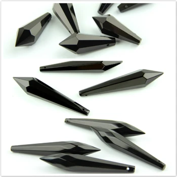 

38MM/63MM/76MM Black K9 Crystal Chandelier Pendants Prisms Cut&Faceted Glass U-Icicle Drops For Cake Topper Decoration