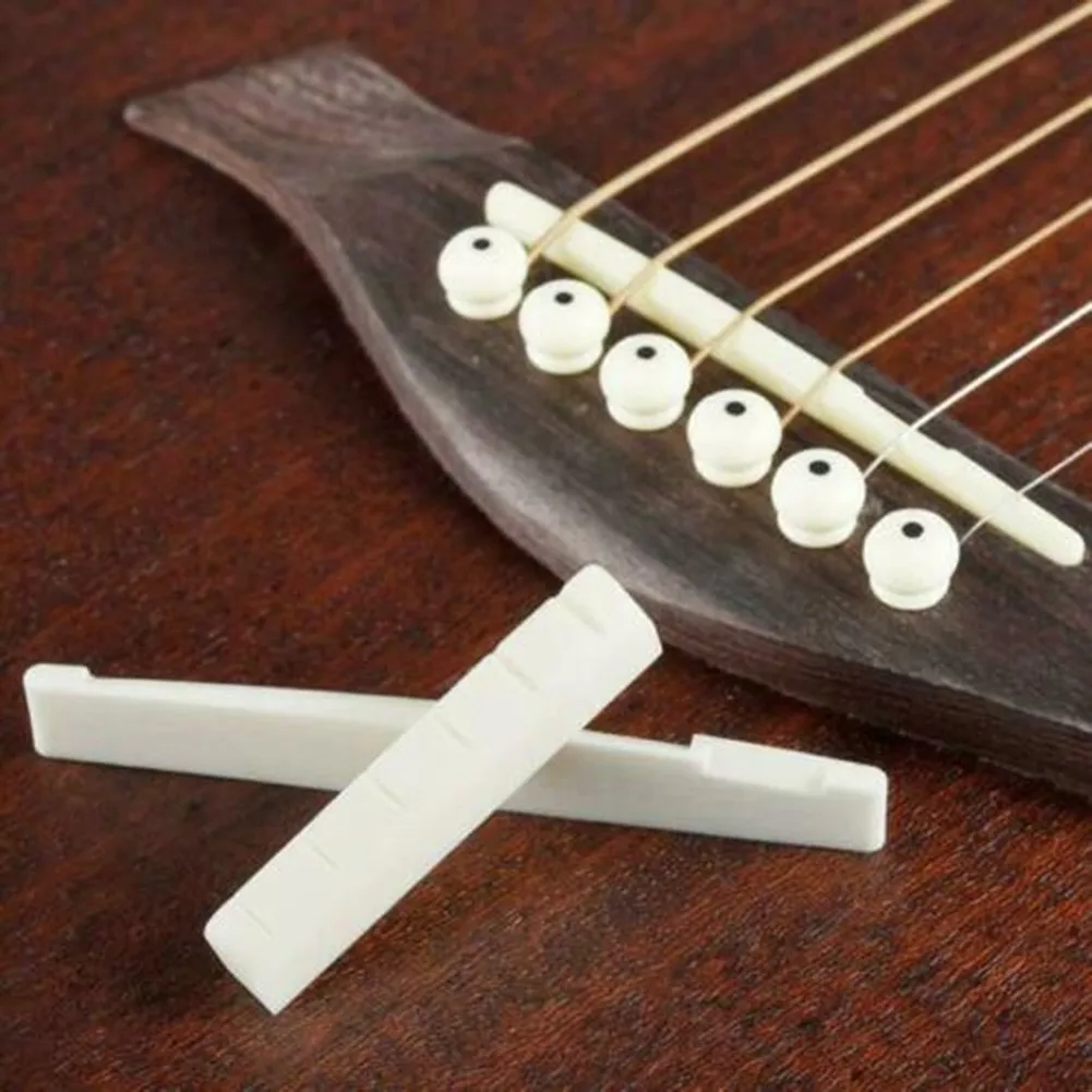 Bstinay 5 X White Bone 80mm Bridge Saddle & Slotted Nut Set For 6 String Classic Guitar