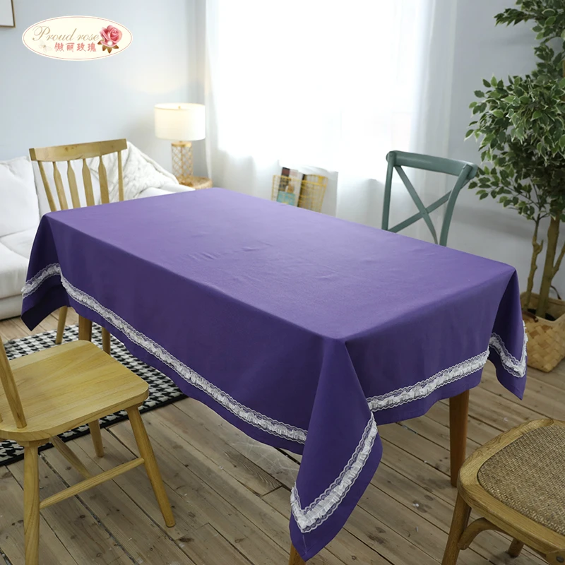 

Proud Rose Purple Lace Tablecloth Wedding Decoration Pure Cotton Table Cloth Towel Northern Europe Tablecloths Rectangular