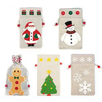 買取 クリスマス巾着ギフトバッグキャンバスキャンディーバッグサンタクロースappleバッグパーティーギフトラッピングバッグクリスマスツリーのペンダント家の装飾