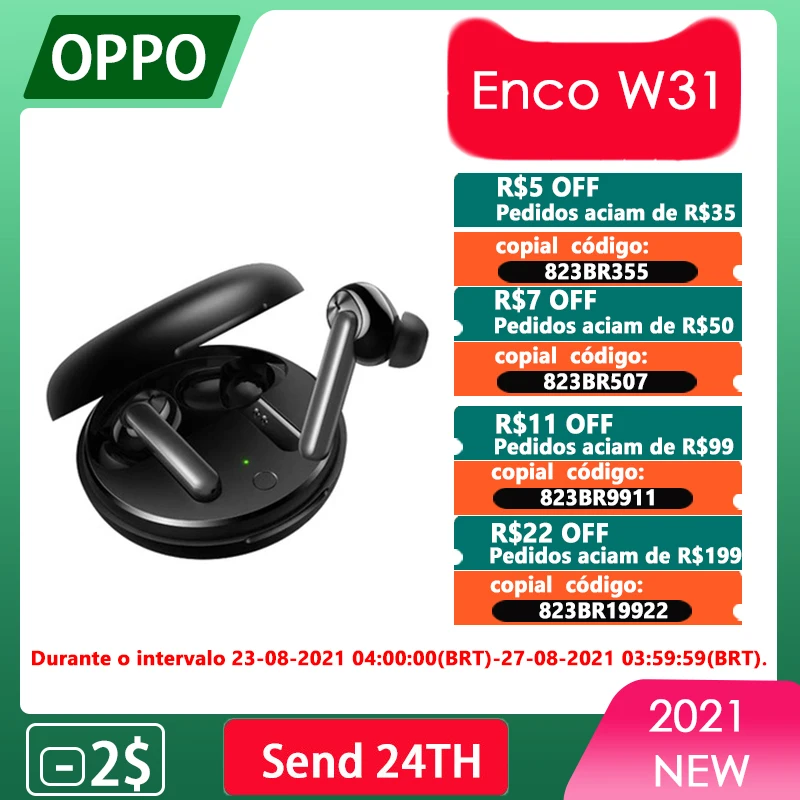 Наушники OPPO Enco W31 TWS Bluetooth 5 0 низкая задержка истинные беспроводные наушники 25 мАч