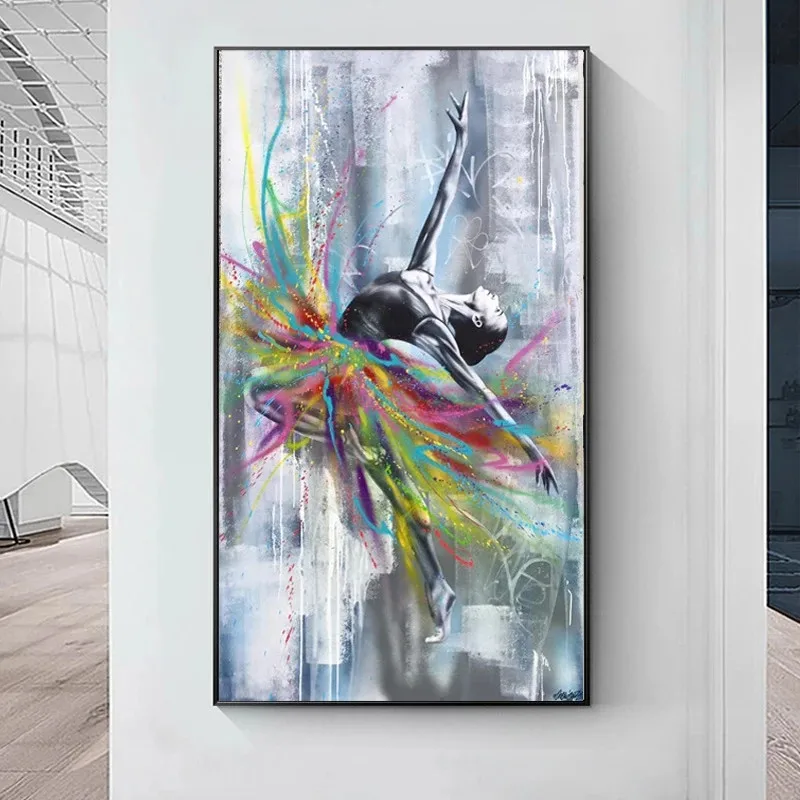 HD Printed Abstract Painting Elegant Dancing Ballerina Oil Ballet Girl Wall  Art 1 Piece Large Canvas