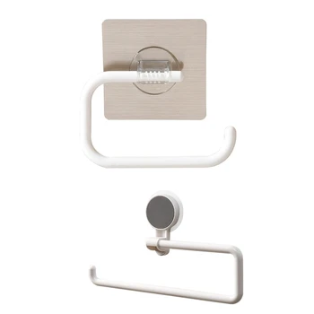 

1Pcs Kitchen Paper Holder Sticker Rack Roll Holder & 1Pcs Toilet Paper Holder Wall-Mounted Holder Punch Free