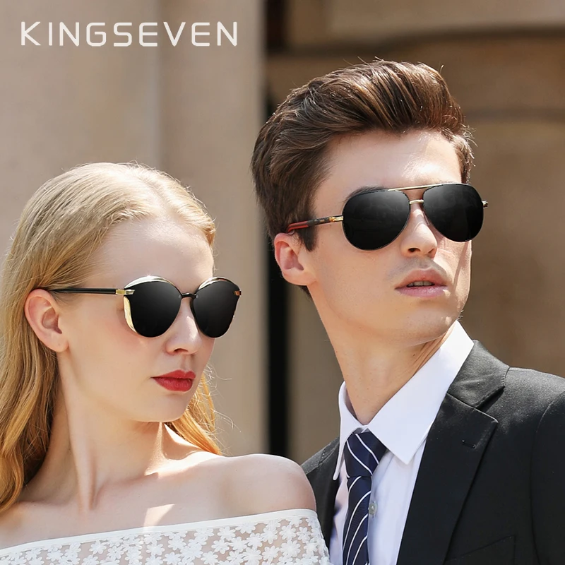 2pcs Lovers Combined Sales KINGSEVEN Women's Polarized Sunglasses Men